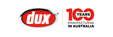Dux emblem marking a century of Australian-made hot water systems craftsmanship, proudly supported by Noosa Hot Water